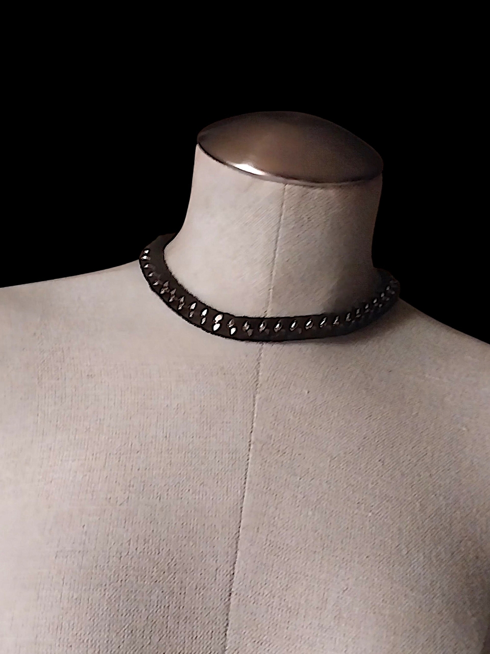 Black Fabric & Gold Woven Chain Statement Choker